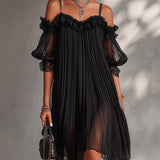 Vittoria | Vestido Minuto Preto em Musselin