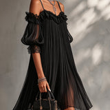 Vittoria | Vestido Minuto Preto em Musselin