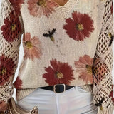 Millicent | Sweater Floral em Malha Abertas