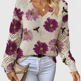Millicent | Sweater Floral em Malha Abertas