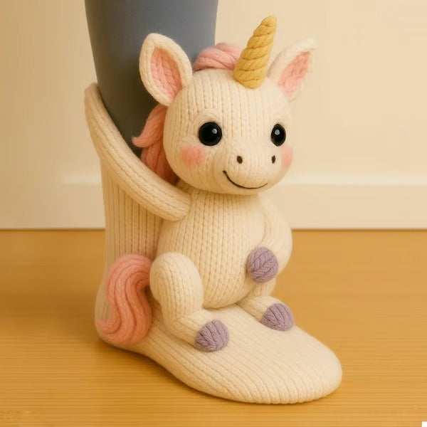 Daniela | Meias de Malha Macias com Animal 3D