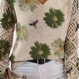 Millicent | Sweater Floral em Malha Abertas