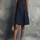Alicia  | VESTIDO MINI COM BOTÃO ASSIMÉTRICO
