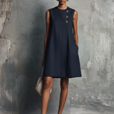 Alicia  | VESTIDO MINI COM BOTÃO ASSIMÉTRICO