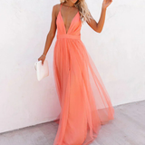 Milica | Maxi Vestido Brilhante Coral