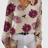 Millicent | Sweater Floral em Malha Abertas