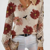 Millicent | Sweater Floral em Malha Abertas