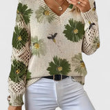 Millicent | Sweater Floral em Malha Abertas