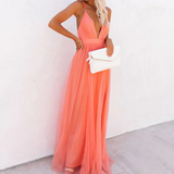 Milica | Maxi Vestido Brilhante Coral