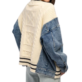 Marina | Cardigan de Malha Patchwork Relaxado