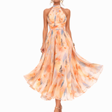 Teodora | Vestido halter com estampa aquarelada
