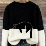 Nina - Sweater Oversized com Estampa de Gato