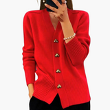 Prudência | Cardigan Elegante com Botões em Forma de Coração