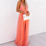 Milica | Maxi Vestido Brilhante Coral
