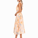Teodora | Vestido halter com estampa aquarelada