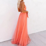 Milica | Maxi Vestido Brilhante Coral