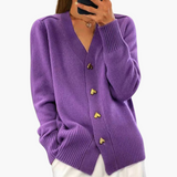 Prudência | Cardigan Elegante com Botões em Forma de Coração