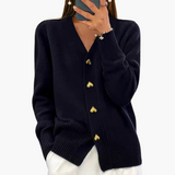 Prudência | Cardigan Elegante com Botões em Forma de Coração