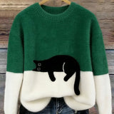Nina - Sweater Oversized com Estampa de Gato