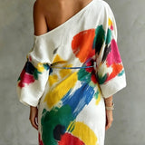 Davina | Vestido Maxi de Impressão Abstrata