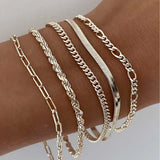 Emilia - Conjunto de Pulseiras de 5 Peças em Ouro