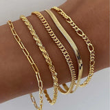 Emilia - Conjunto de Pulseiras de 5 Peças em Ouro