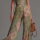 Rosie | Macacão de Chiffon Floral Plissado