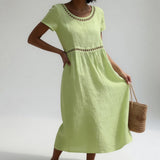 Olivia - Vestido Midi com Acabamento em Olhal