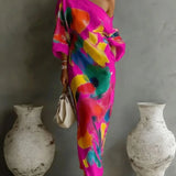 Davina | Vestido Maxi de Impressão Abstrata