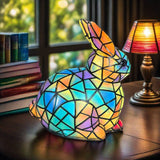 Lâmpada Mágica em Forma de Coelho de Vidro Colorido