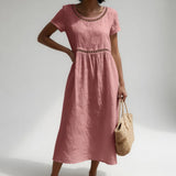 Olivia - Vestido Midi com Acabamento em Olhal