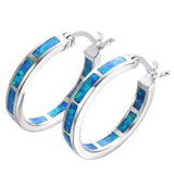 Belén - Brincos Chic Circulares com Opala de Fogo Azul
