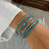 Verónica - Conjunto de Pulseiras com Contas Turquesa