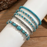 Verónica - Conjunto de Pulseiras com Contas Turquesa