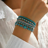 Verónica - Conjunto de Pulseiras com Contas Turquesa