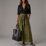 SAHARA | Conjunto de Duas Peças: Top Preto e Saia Midi Verde Oliva
