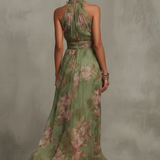 Mirjana | Elegante Vestido Maxi Halter com Flores