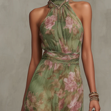 Mirjana | Elegante Vestido Maxi Halter com Flores