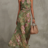 Mirjana | Elegante Vestido Maxi Halter com Flores