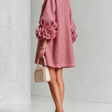 Vestido Mini Floral com Botões e Punhos Florais Marcantes