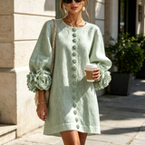 Vestido Mini Floral com Botões e Punhos Florais Marcantes