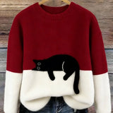 Nina - Sweater Oversized com Estampa de Gato