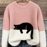 Nina - Sweater Oversized com Estampa de Gato
