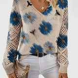 Millicent | Sweater Floral em Malha Abertas