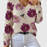 Millicent | Sweater Floral em Malha Abertas