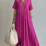 Irene - Vestido Maxi de Algodão Plissado