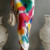Davina | Vestido Maxi de Impressão Abstrata