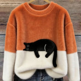 Nina - Sweater Oversized com Estampa de Gato