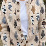 Marion | Cardigan Relaxado com Estampa de Gato