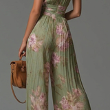 Rosie | Macacão de Chiffon Floral Plissado